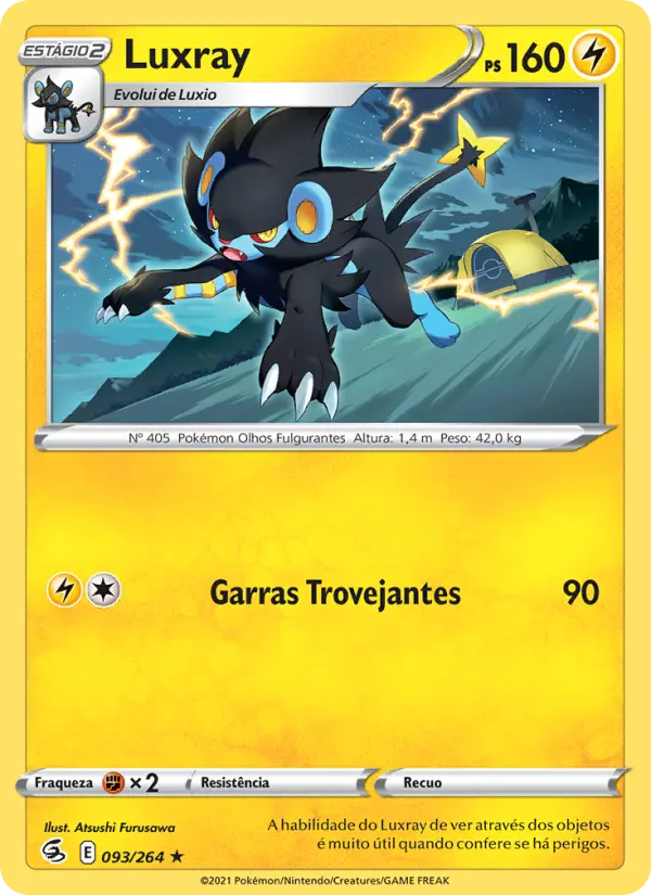 Carta Luxray, número 93/264 da coleção Golpe Fusão
