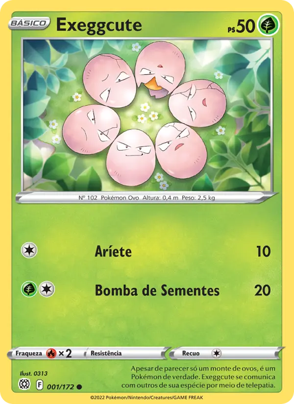 Carta Exeggcute, número 001/172 da coleção Astros Cintilantes