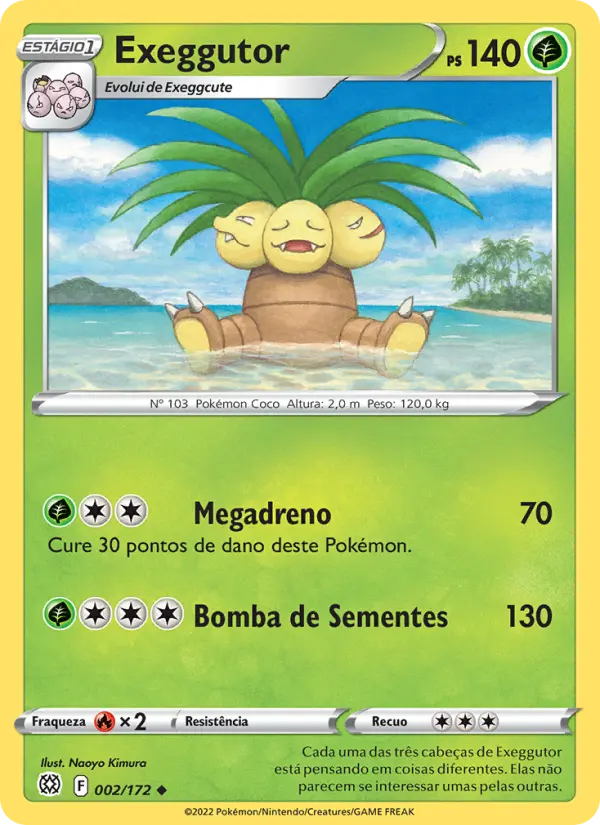 Carta Exeggutor, número 002/172 da coleção Astros Cintilantes