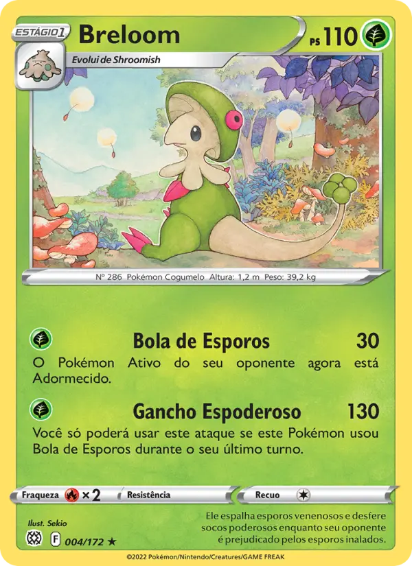 Carta Breloom, número 004/172 da coleção Astros Cintilantes