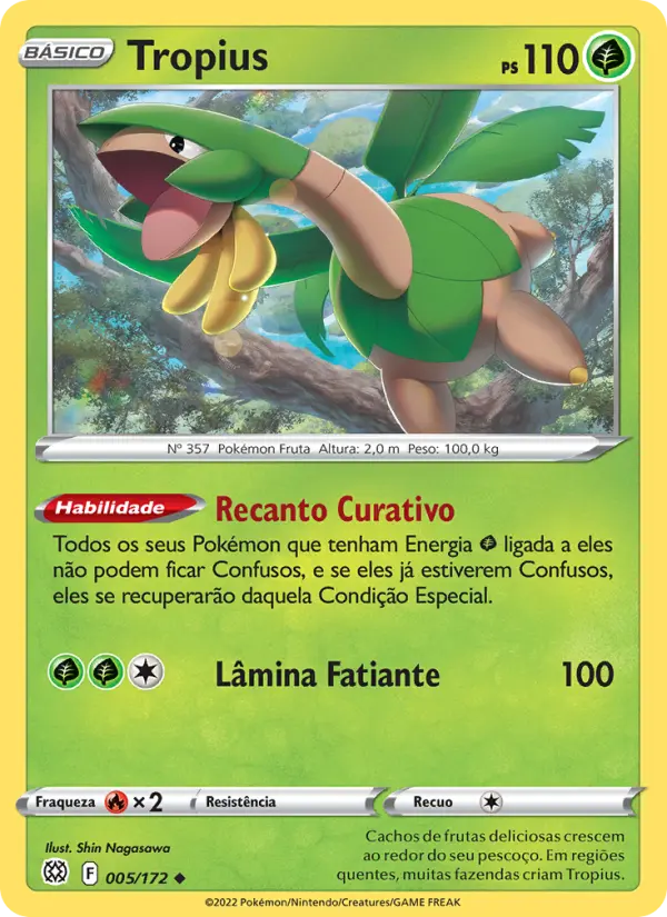Carta Tropius, número 005/172 da coleção Astros Cintilantes