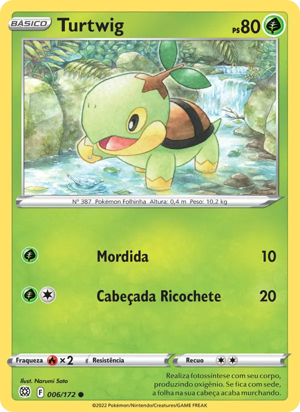 Carta Turtwig, número 006/172 da coleção Astros Cintilantes