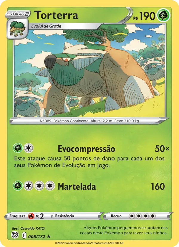 Carta Torterra, número 008/172 da coleção Astros Cintilantes