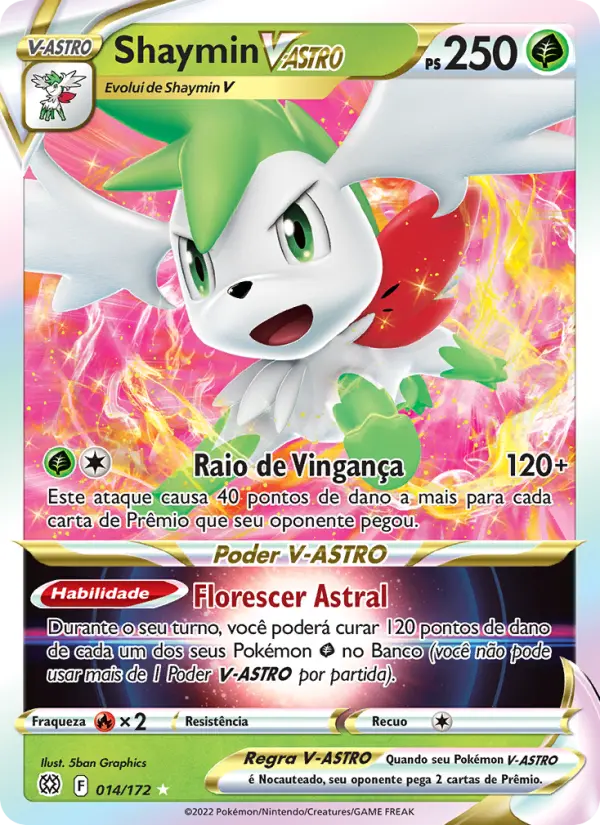 Carta Shaymin V-ASTRO, número 014/172 da coleção Astros Cintilantes