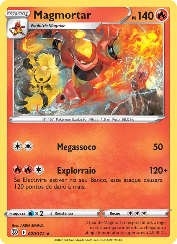 Carta Magmortar, número 020/172 da coleção Astros Cintilantes