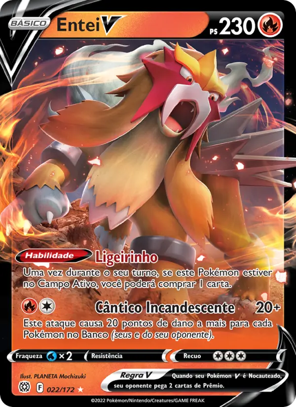 Carta Entei V, número 022/172 da coleção Astros Cintilantes