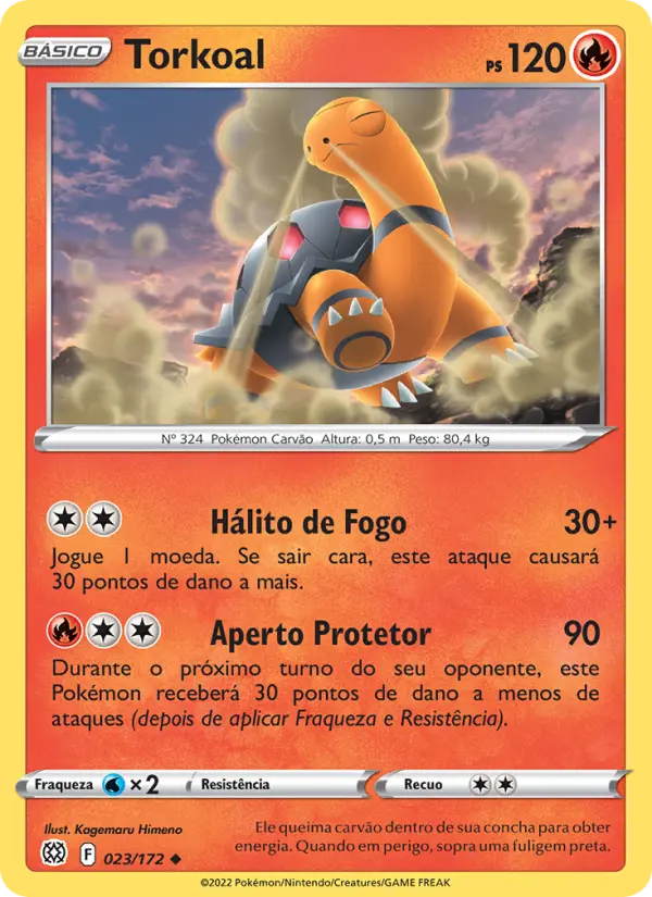 Carta Torkoal, número 023/172 da coleção Astros Cintilantes