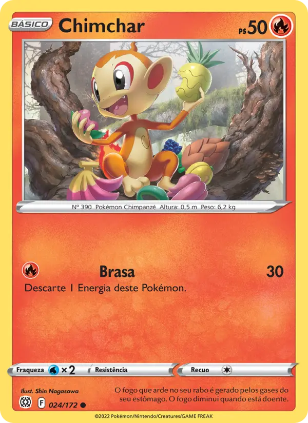 Carta Chimchar, número 024/172 da coleção Astros Cintilantes