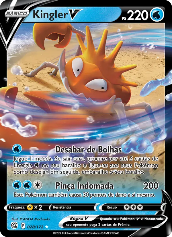 Carta Kingler V, número 028/172 da coleção Astros Cintilantes