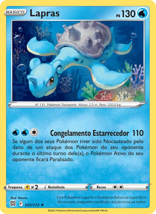 Carta Lapras, número 031/172 da coleção Astros Cintilantes