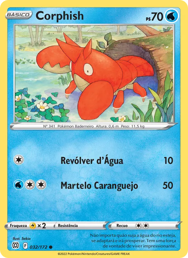 Carta Corphish, número 032/172 da coleção Astros Cintilantes
