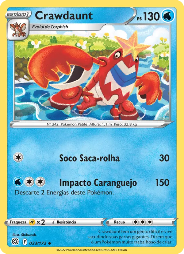 Carta Crawdaunt, número 033/172 da coleção Astros Cintilantes