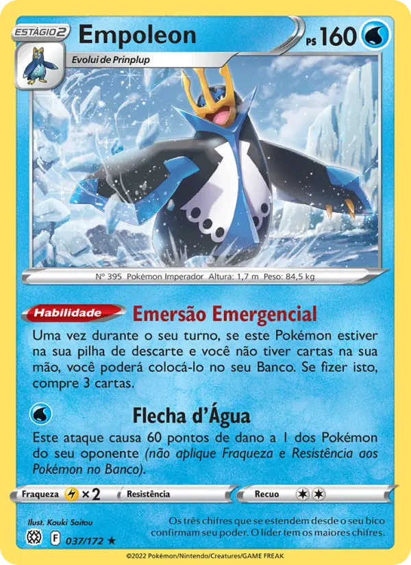Carta Empoleon, número 037/172 da coleção Astros Cintilantes