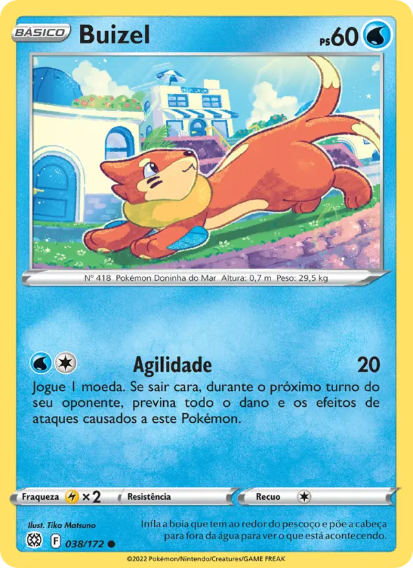 Carta Buizel, número 038/172 da coleção Astros Cintilantes