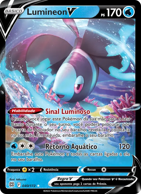 Carta Lumineon V, número 040/172 da coleção Astros Cintilantes