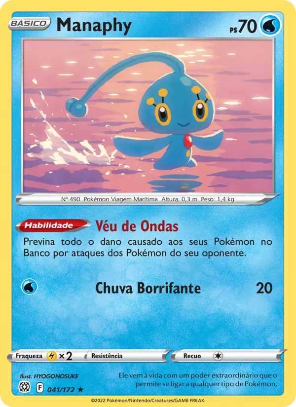 Carta Manaphy, número 041/172 da coleção Astros Cintilantes