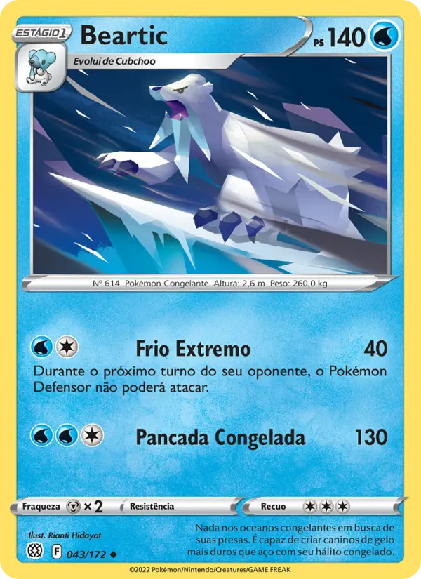 Carta Beartic, número 043/172 da coleção Astros Cintilantes