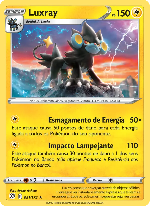 Carta Luxray, número 051/172 da coleção Astros Cintilantes