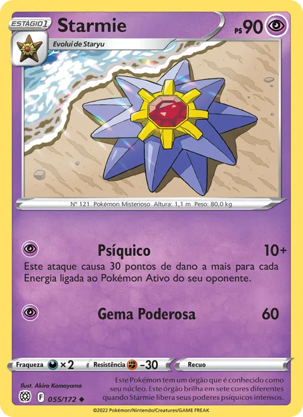 Carta Starmie, número 055/172 da coleção Astros Cintilantes