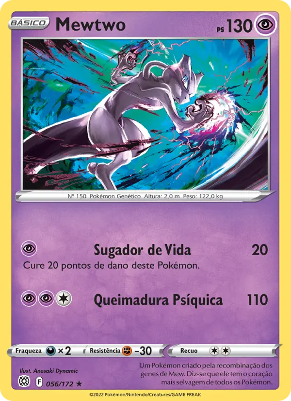 Carta Mewtwo, número 056/172 da coleção Astros Cintilantes