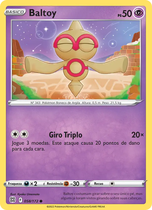 Carta Baltoy, número 058/172 da coleção Astros Cintilantes
