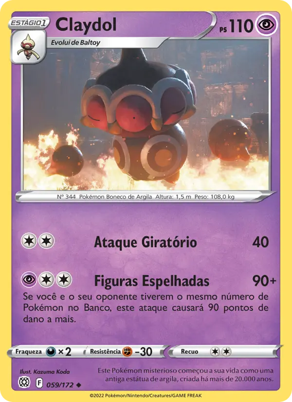 Carta Claydol, número 059/172 da coleção Astros Cintilantes