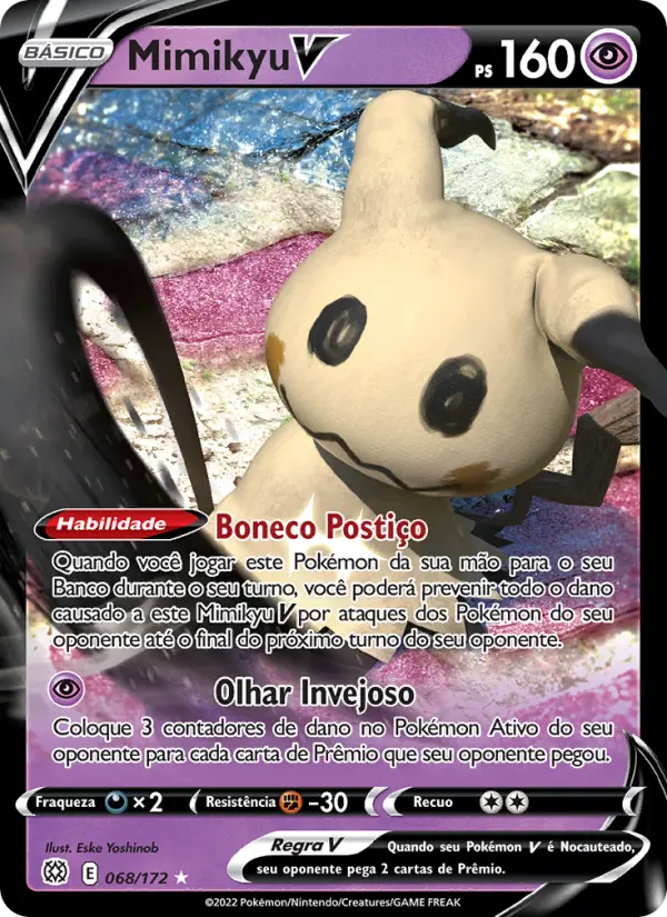 Carta Mimikyu V, número 068/172 da coleção Astros Cintilantes