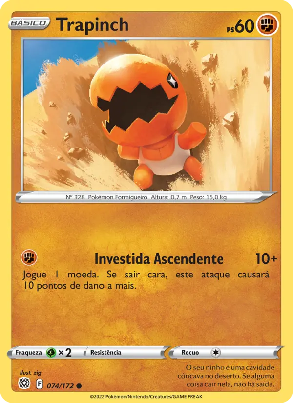 Carta Trapinch, número 074/172 da coleção Astros Cintilantes