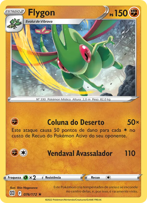 Carta Flygon, número 076/172 da coleção Astros Cintilantes