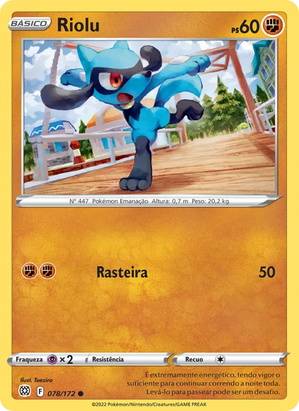 Carta Riolu, número 078/172 da coleção Astros Cintilantes