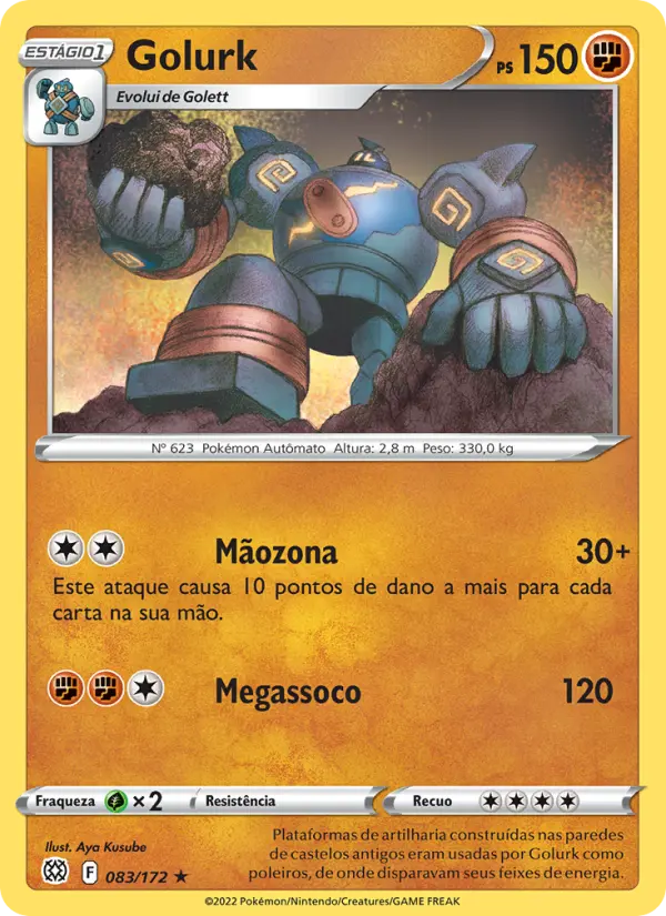 Carta Golurk, número 083/172 da coleção Astros Cintilantes