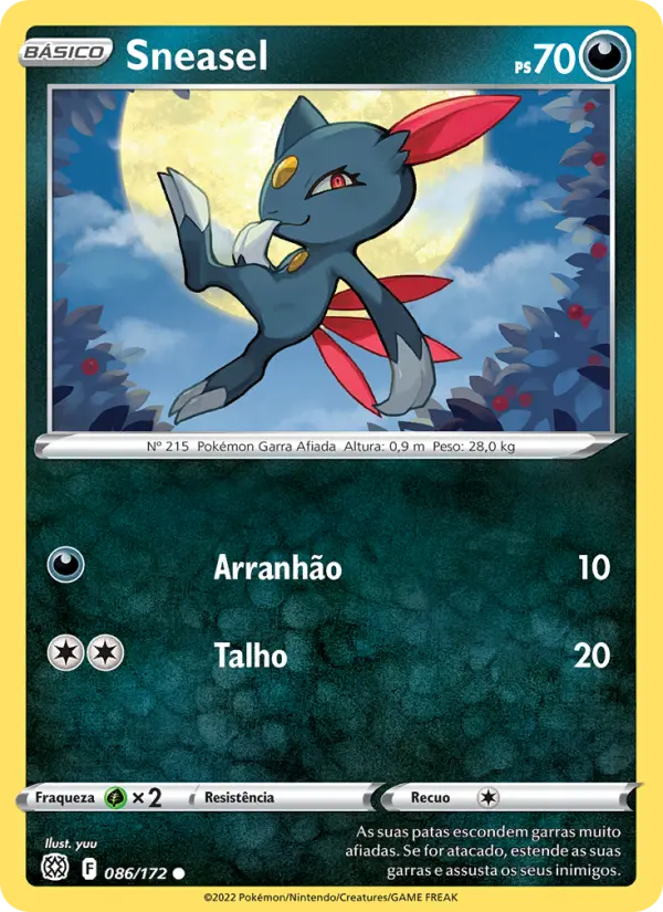 Carta Sneasel, número 086/172 da coleção Astros Cintilantes