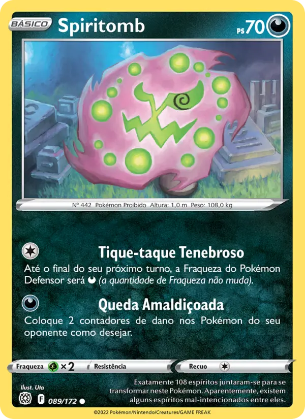 Carta Spiritomb, número 089/172 da coleção Astros Cintilantes