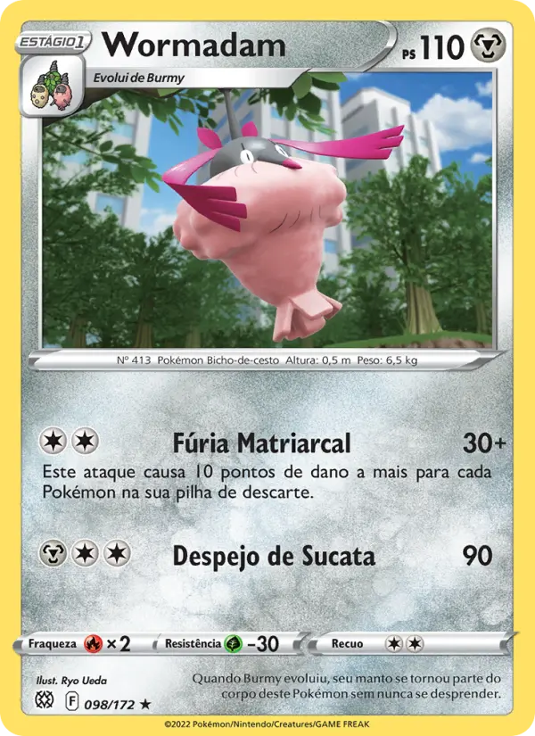 Carta Wormadam, número 098/172 da coleção Astros Cintilantes