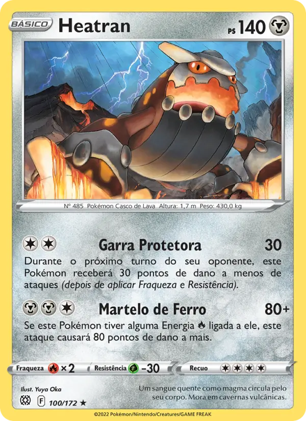 Carta Heatran, número 100/172 da coleção Astros Cintilantes