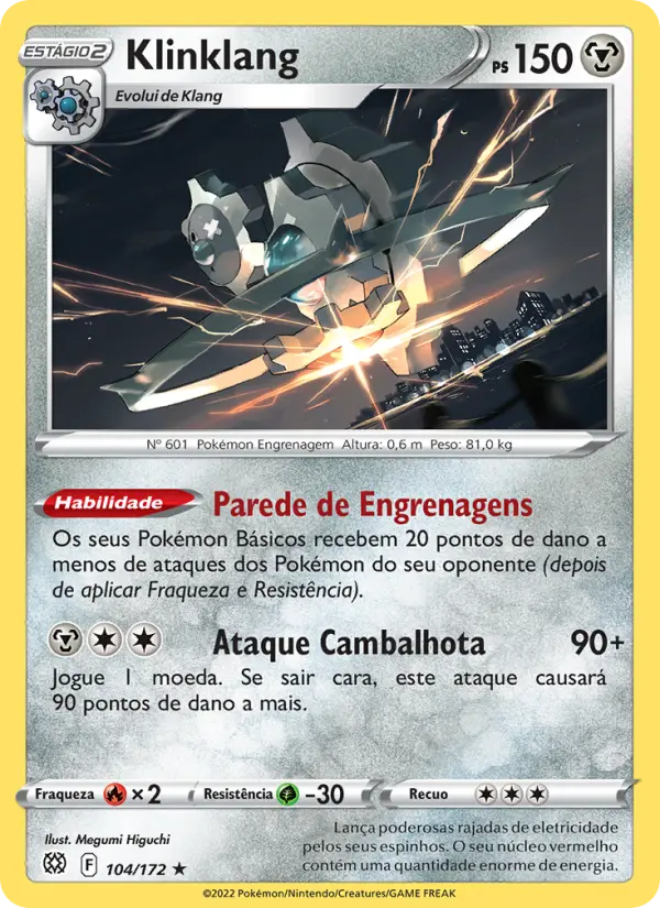 Carta Klinklang, número 104/172 da coleção Astros Cintilantes