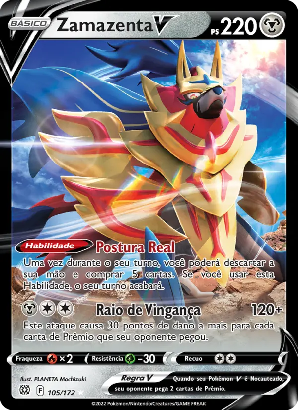 Carta Zamazenta V, número 105/172 da coleção Astros Cintilantes
