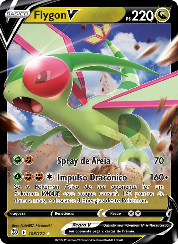 Carta Flygon V, número 106/172 da coleção Astros Cintilantes