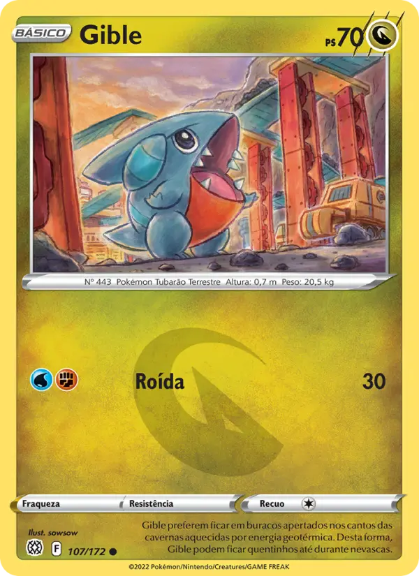 Carta Gible, número 107/172 da coleção Astros Cintilantes