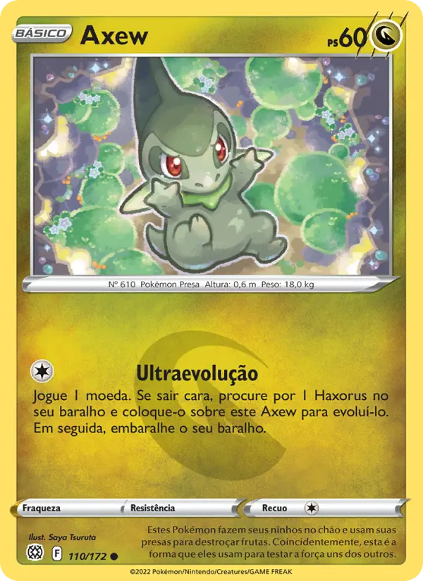 Carta Axew, número 110/172 da coleção Astros Cintilantes