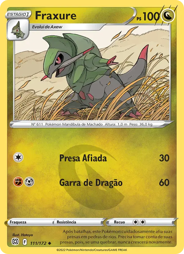 Carta Fraxure, número 111/172 da coleção Astros Cintilantes
