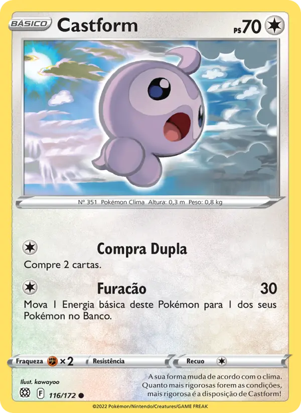 Carta Castform, número 116/172 da coleção Astros Cintilantes