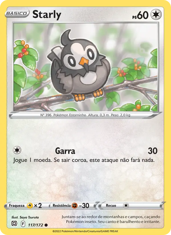 Carta Starly, número 117/172 da coleção Astros Cintilantes