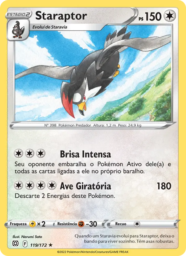 Carta Staraptor, número 119/172 da coleção Astros Cintilantes