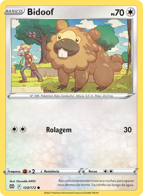 Carta Bidoof, número 120/172 da coleção Astros Cintilantes