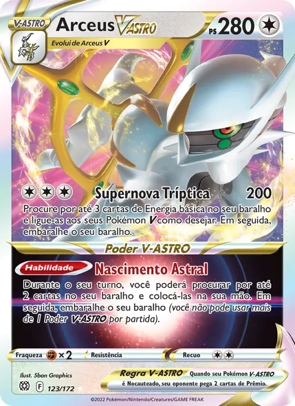 Carta Arceus V-ASTRO, número 123/172 da coleção Astros Cintilantes