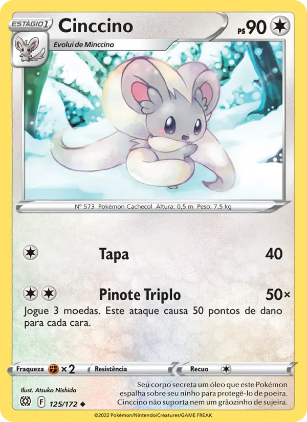 Carta Cinccino, número 125/172 da coleção Astros Cintilantes