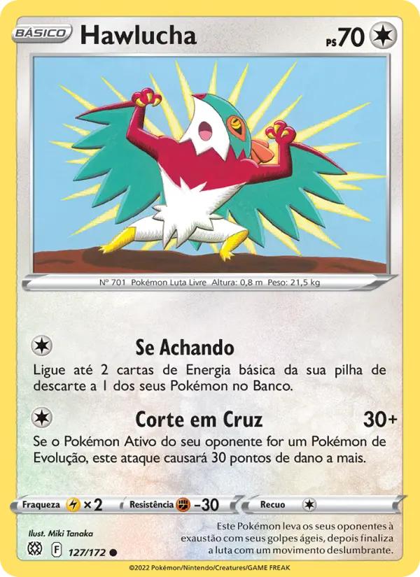 Carta Hawlucha, número 127/172 da coleção Astros Cintilantes