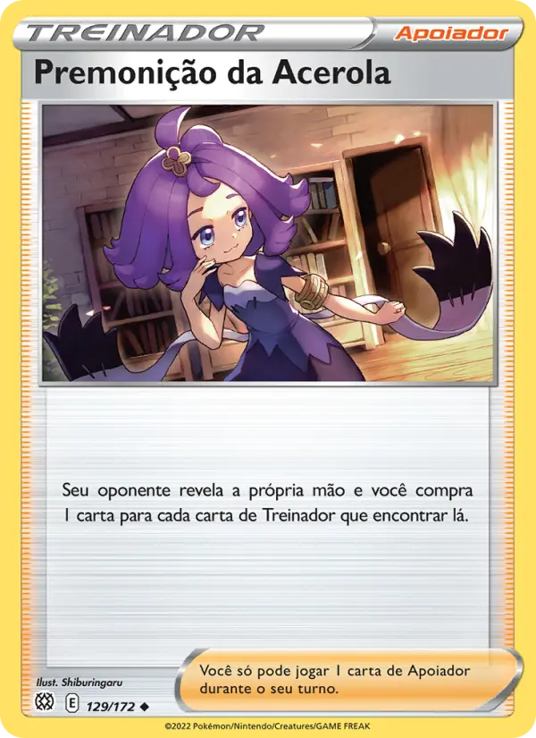 Carta Premonição da Acerola, número 129/172 da coleção Astros Cintilantes