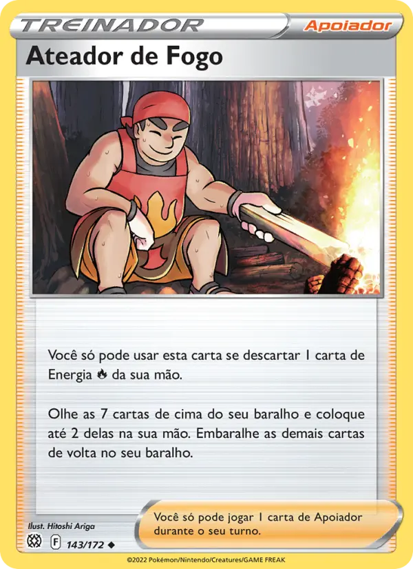 Carta Ateador de Fogo, número 143/172 da coleção Astros Cintilantes